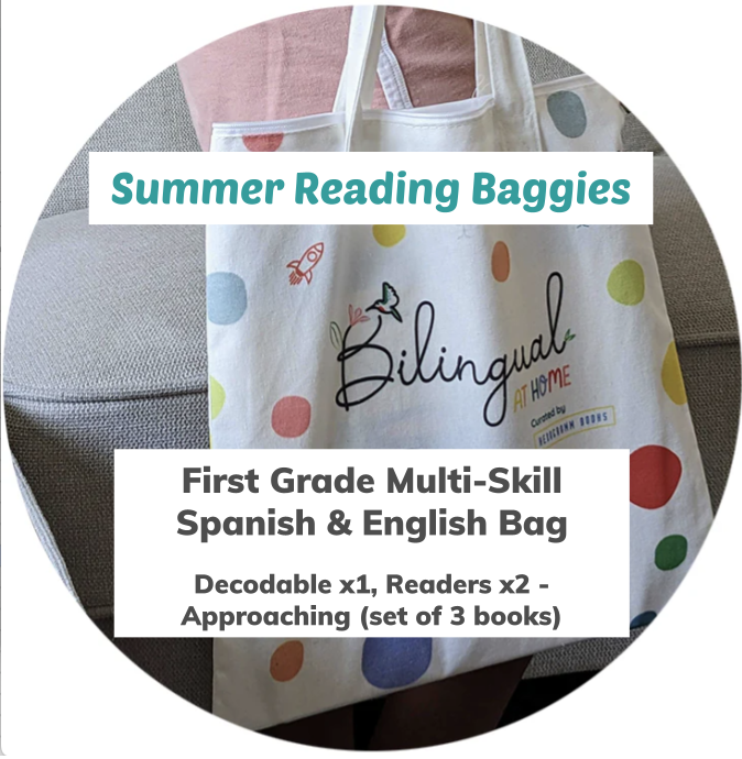 Spanish & English Traveling Library - 1st Grade Multi-Skill Bag - Decodable x1, Readers x2 - Approaching (set of 3 books)