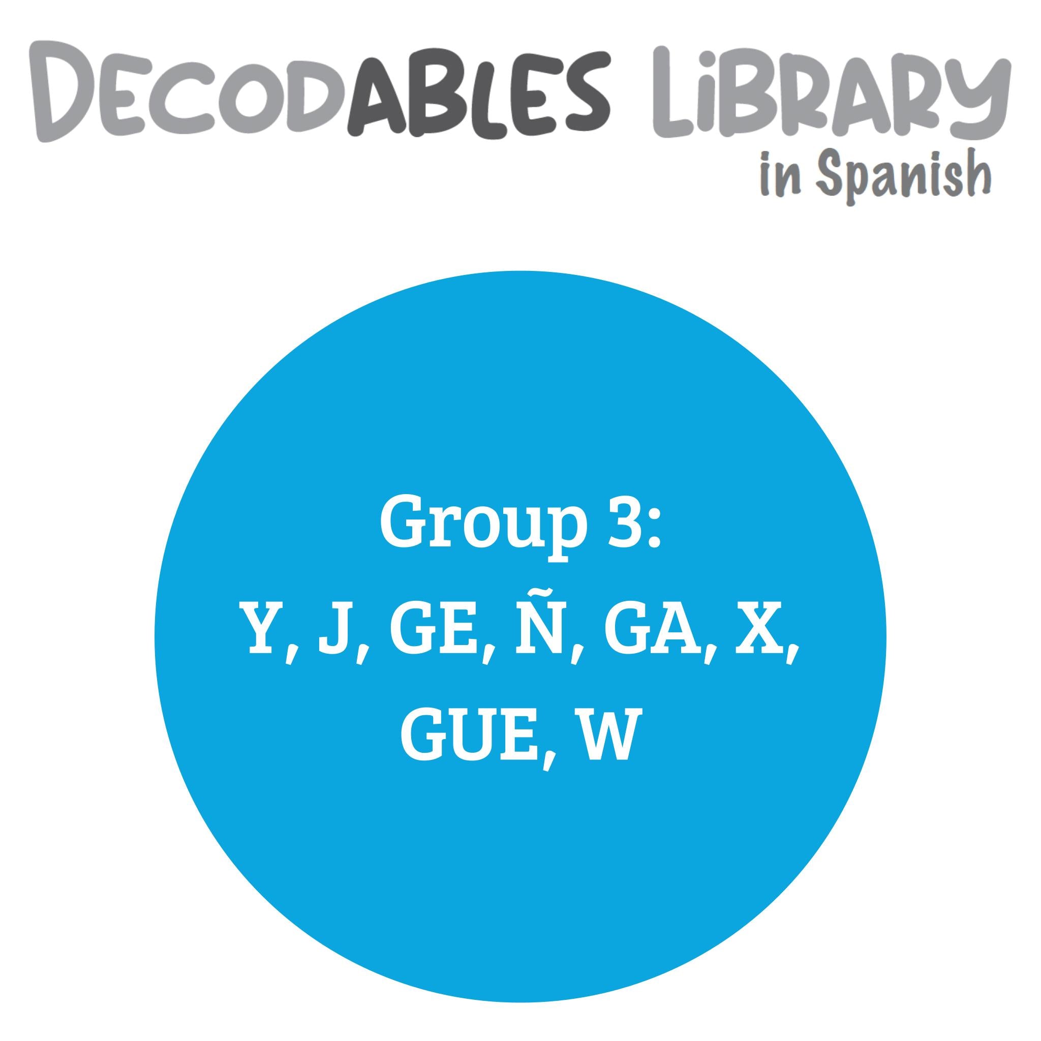 Spanish Decodables Library - Group 3: Y, J, GE, Ñ, GA, X, GUE, W (set of 11 titles)